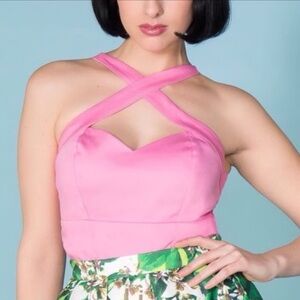 Pink Cross-Strap Tank Top